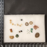 Frame of Misc Pendants, Beads, artifacts, & effigies