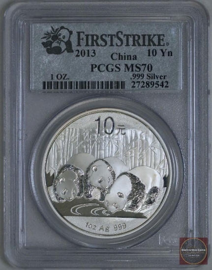2013 China Silver Panda 1oz .999 Fine Silver (PCGS) MS70 First Strike