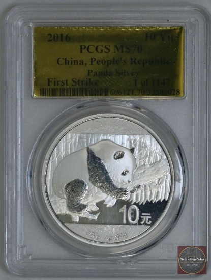 2016 China Silver Panda 30 Grams .999 Fine Silver (PCGS) MS70 First Strike