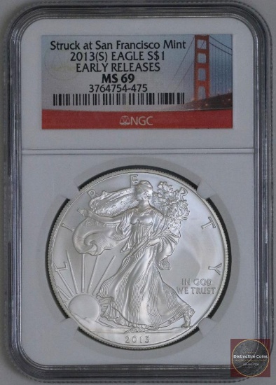 2013 s American Silver Eagle 1oz Fine Silver (NGC) MS69 Early Releases