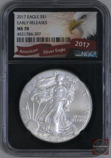 2017 American Silver Eagle 1oz Fine Silver (NGC) MS70 Early Releases