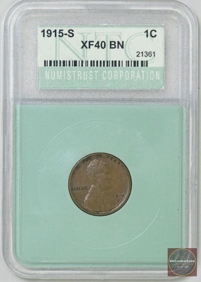 1915 S Lincoln Wheat Cent (NTC) XF40BN