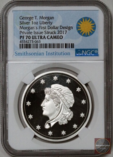 George T. Morgan Silver 1oz. Liberty Morgan's First Dollar Design (NGC) PF70 Ultra Cameo