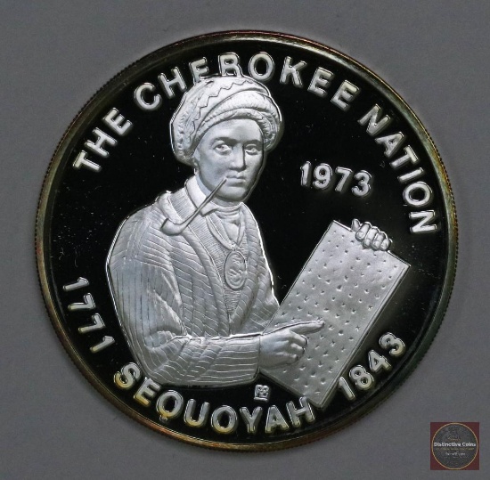 1973 Cherokee Indian Nation .999 Silver Franklin Mint Medal