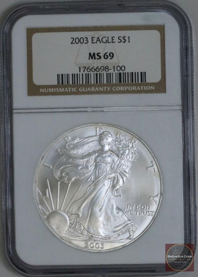 2003 American Silver Eagle 1oz. Fine Silver (NGC) MS69