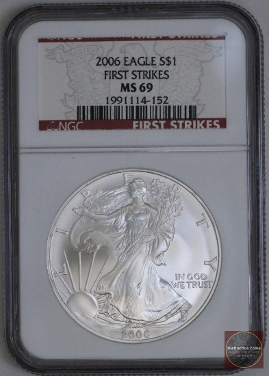 2006 America Silver Eagle 1oz Fine Silver (NGC) MS69 First Strikes