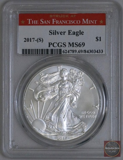 2017 S American Silver Eagle 1oz Fine Silver (PCGS) MS69 First Strike