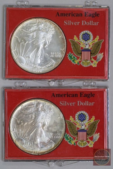 Group of (2) American Silver Eagle 1oz 1990 & 1991