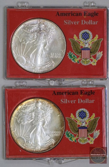 Group of (2) American Silver Eagle 1oz 1986 & 1987