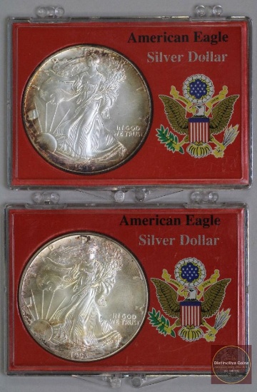 Group of (2) American Silver Eagle 1oz 1992 & 1993