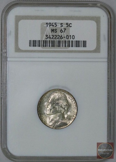 1945 S Jefferson (Wartime) Nickel (NGC) MS67