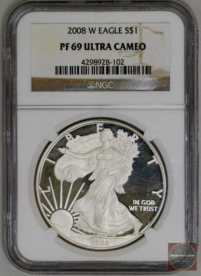 2008 W American Silver Eagle Proof (NGC) PF69 Ultra Cameo