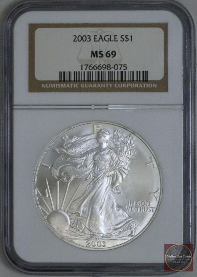 2003 American Silver Eagle 1oz. Fine Silver (NGC) MS69