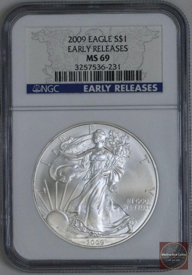 2009 American Silver Eagle 1oz. Fine Silver (NGC) MS69 Early Releases