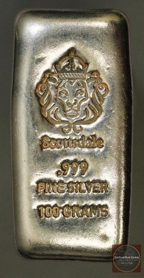 Scottsdale 100 Grams .999 Fine Silver Ingot