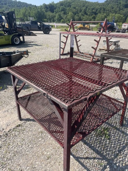 Red Metal Mesh Table