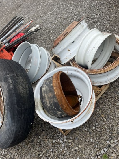 Pallet of Misc. Steel Semi Wheels 