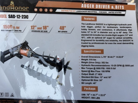 Land Honor Auger Driver and Bits