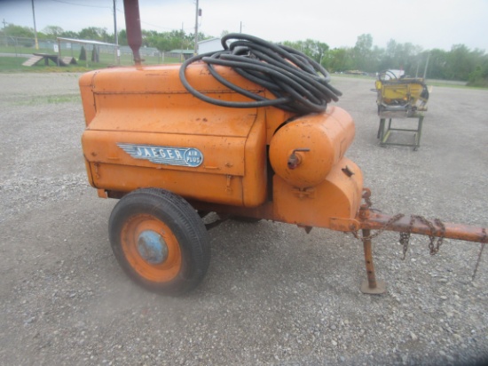 Jaeger 75 Air Plus mobile air compressor with Continental 4 cyl. gas engine, pin hitch.