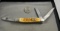CASE XX 6318 SS 3 BLADE POCKET KNIFE, SIDE PANEL IS CHIPPED, APPEARS BLADE HAVE FACTORY EDGE ON THEM