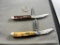 PAIR OF CASE XX PEANUT POCKET KNIVES, BOTH WITH TIP DAMAGE, sells times the money