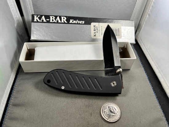 NOS Ka-Bar Dozier Hunter D2 Folding Knife (3" Satin D2) 02-4059