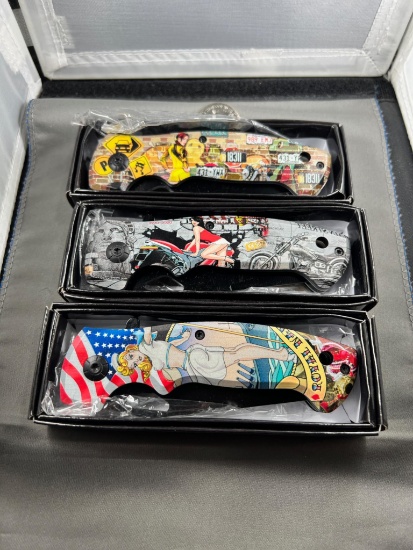 3- NIB SPRING ASSISTED POCKET KNIVES, SELLS TIMES THE MONEY