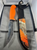 Case XX LT223-5 Straight knife with matching orange camouflage sheath