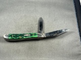 Green Handle Case XX 6220 SS Peanut 2 blade pocket knife