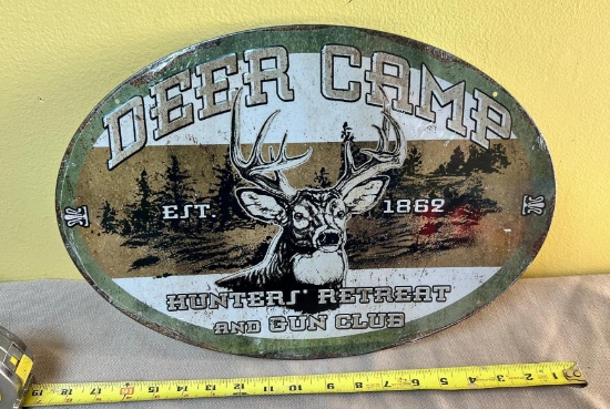 Modern Deer Camp Oval Sign