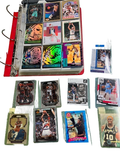 Basketball NBA  notebook and stars, stars in top loaders total of 325 cards