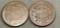 2- 1864 US 2 Cent Pieces, Civil War Coin