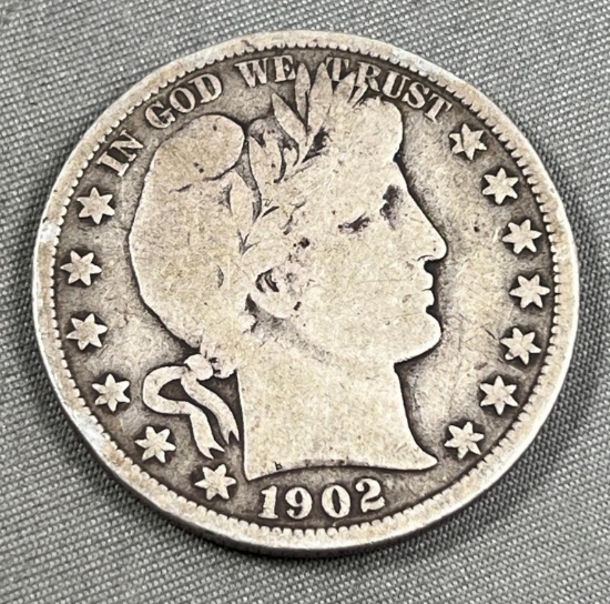1902 Barber Half Dollar, 90% Silver