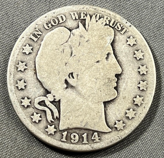 1914-S Barber Half Dollar, 90% silver