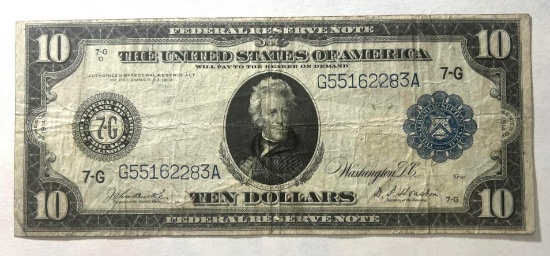LARGE SIZE 1914 $10.00 Federal Reserve Note