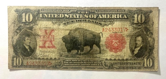 L@@K LARGE SIZE 1901 American Bison /Lewis & Clark $10 Dollar Banknote