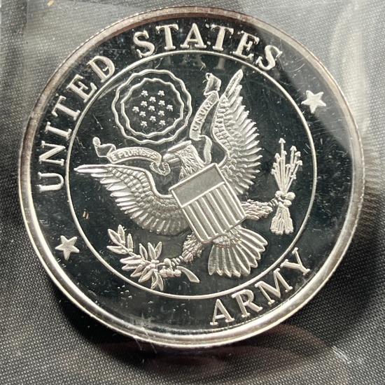 One Troy Ounce .999 Silver Round United States Army