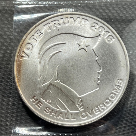 One Troy Ounce .999 Silver Round Vote Trump 2016