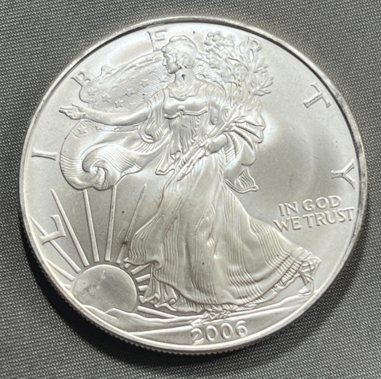 2006 US Silver Eagle Dollar Coin, .999 Fine Silver