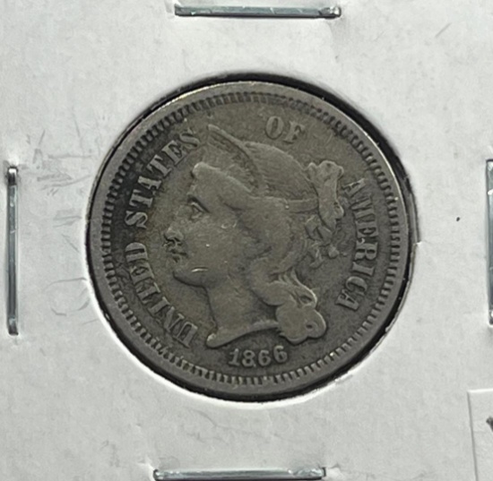 1866 US 3 Cent Piece Nickel