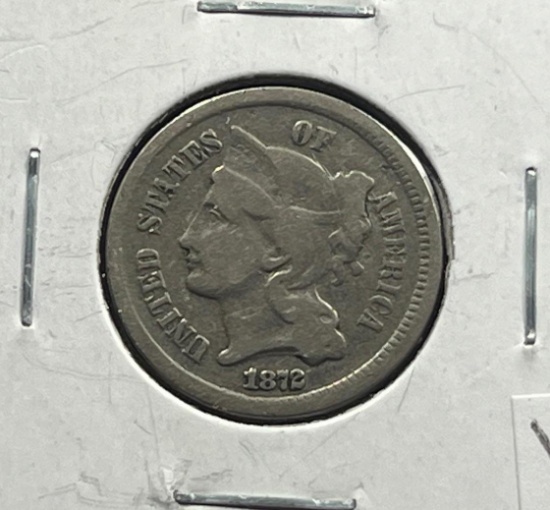 1872 US 3 Cent Piece Nickel