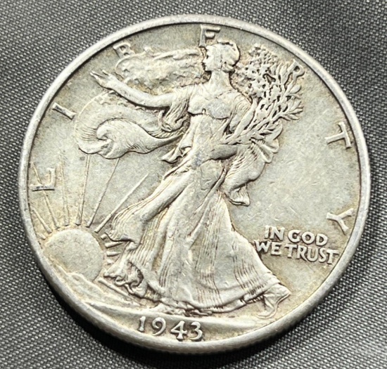 1943-D US Walking Liberty Half Dollar, 90% Silver