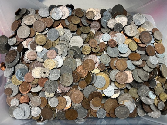 10+/- pounds of asst. foreign coins