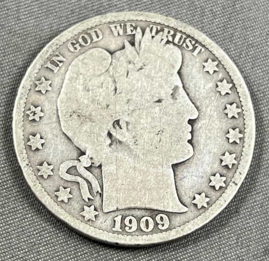 1909 Barber Half Dollar, 90% Silver