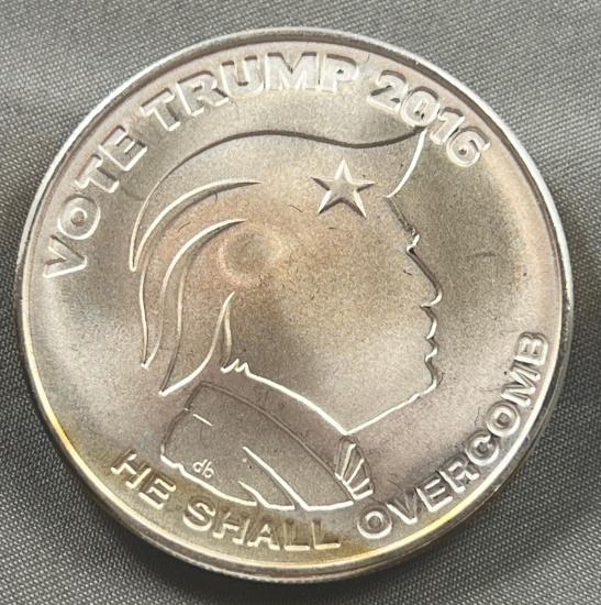 One Troy Ounce .999 Silver Round Vote Trump 2016