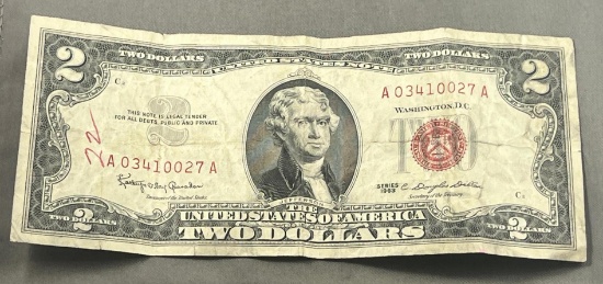 1963 Red Seal $2.00 US Banknote