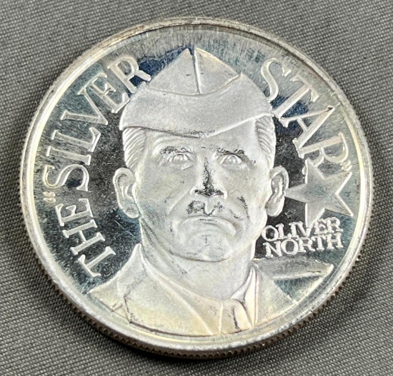 One Troy Ounce .999 Silver Round, Oliver North