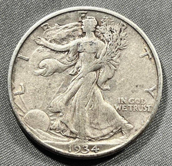 1934-D US Walking Liberty Half Dollar, 90% Silver