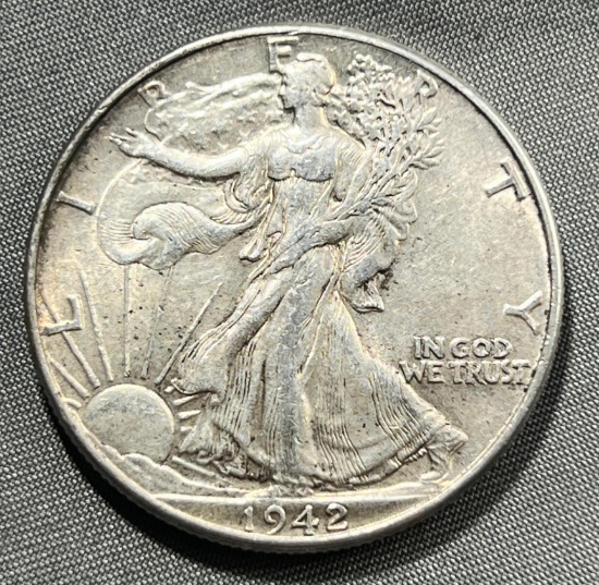 1942 US Walking Liberty Half Dollar, 90% Silver