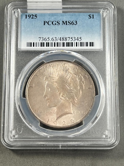 1925 Peace Dollar in PCGS MS63 Holder